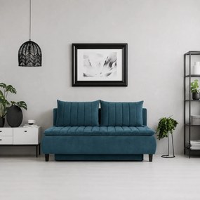 Canapea extensibila HARRY, stofa catifelata albastru azur - Element 14