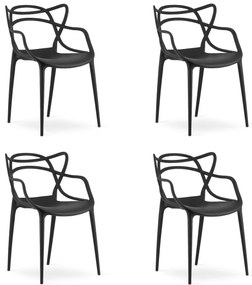 Set 4 bucati scaune din plastic KATO negre
