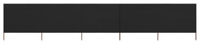 Paravan anti-vant cu 5 panouri, negru, 600 x 120 cm, textil Negru, 600 x 120 cm