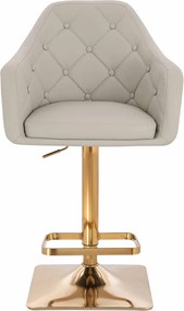 HR831KW Scaun Ecru Piele Ecologica Premium Soft cu Bază Aurie