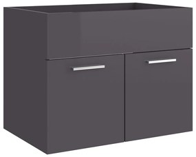 804655 vidaXL Dulap de chiuvetă, gri extralucios, 60x38,5x46 cm, PAL