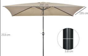 Outsunny Umbrelă de Grădină Înclinabilă cu Manivelă și 6 Spiţe, 2x3 m, Gri Închis | Aosom Romania