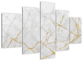 Tablou - Marmură alb- auriu (150x105 cm)