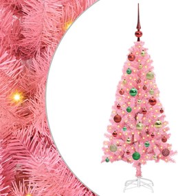 vidaXL Brad de Crăciun cu 150 LED cu suport Roz 120 cm PVC