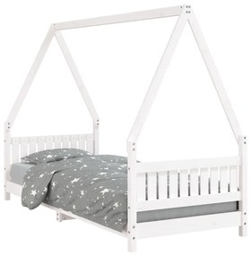 834496 vidaXL Cadru de pat pentru copii, alb, 80x200 cm, lemn masiv de pin