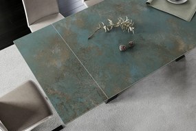 Masa extensibila Salvadore Ceramic turcoaz OSSIDO verde/negru mat L160-240 cm