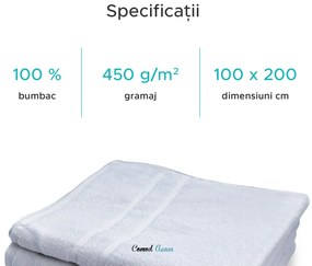 Prosop de corp Deluxe 100x200 cm alb, 100% bumbac