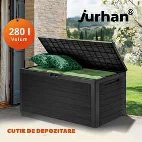 Cutie de depozitare WOODEBOX, 280L, 120x46x57cm, antracit Prosperplast