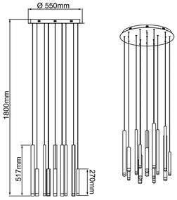 Brilliant - Lustră suspendată LED dimabilă pe cablu CEMBALO LED/70W/230V crom/negru/maro