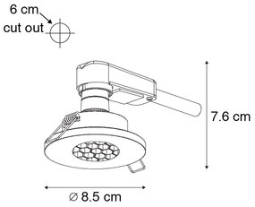 Set de 6 spoturi încastrate moderne pentru baie negre IP54 - Shed Honey