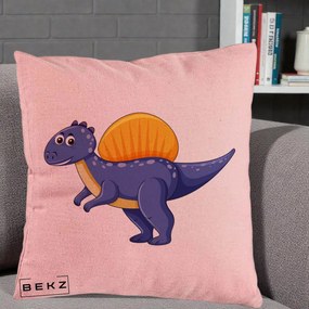 Perna Decorativa Spinozaur Kawaii, 40x40 cm, Roz, Husa Detasabila, Perna Inclusa, BEKZ®