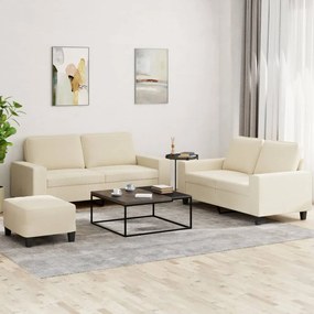 vidaXL Set de canapele, 3 piese, crem, material
