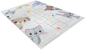 BAMBINO 43092 covor lavabil Animale, hopscotch pentru copii anti-alunecare - gri / galben