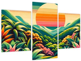 Tablou - Apus de soare multicolor (90x60 cm)