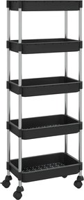 vidaXL Cărucior de bucătărie 5 niveluri negru 42x29x128 cm fier și ABS