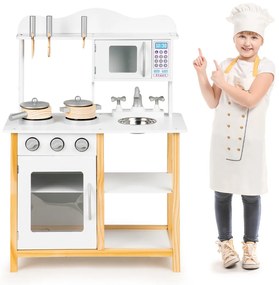 Bucătărie pentru copii din lemn cu cuptor alb