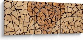 Tablou - Inima din lemn (cu ceas) (90x30 cm)