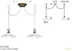 Lustra rustica cu 2 pendule, fabricata manual Tabia 212.10.OV