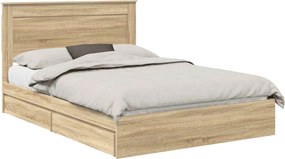 vidaXL Pat cu storage Stejar Sonoma 160 x 200 cm Lemn compozit