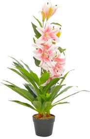vidaXL Plantă artificială crin cu ghiveci, roz, 90 cm