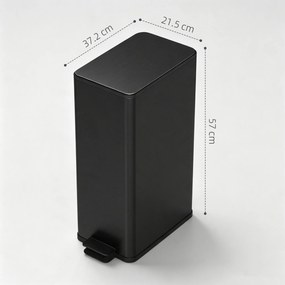 HOMCOM Coș de gunoi 20L cu închidere lentă și recipient detașabil, din oțel și PP, 21,5x37,2x57 cm, negru | Aosom Romania