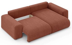 Colțar cărămiziu extensibil/cu spațiu de depozitare cu tapițerie din catifea reiată (cu colț variabil) Luma – Ropez