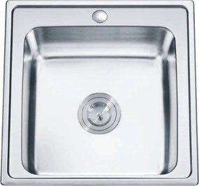 Chiuveta inox Inter Ceramic Tampico cu o cuva fara picurator finisaj inox satinat 50x50 cm