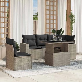 vidaXL Set canapele de grădină cu perne, 6 piese gri deschis poliratan
