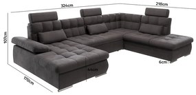 Colțar gri antracit extensibil, cu spațiu de depozitare (cu colț pe partea dreaptă, în formă de "U") Merkur – Ropez