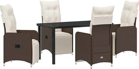 vidaXL Set de masă pentru grădină cu pernă 5 pcs Maro poliratan