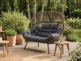 Canapea de gradina AURELO cu doua locuri 146 cm, maro