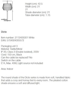 Veioza, lampa de masa design modern DICTE alb 2112405001 NL
