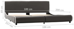 Cadru de pat, gri antracit, 180 x 200 cm, piele ecologica Antracit, 180 x 200 cm