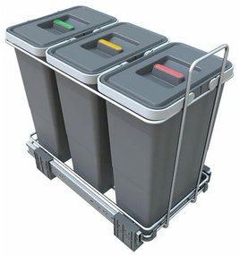 Coș încorporat pentru deșeuri sortate cu cadru 8 + 8 + 8 l, gri
