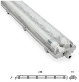 Corp de iluminat LED fluorescent industrial Brilagi OPTIMA T8 2xG13/18W/230V IP65 – palet 110 buc.