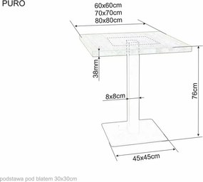 Masa de sufragerie neagra cu blat de stejar PURO 70x70