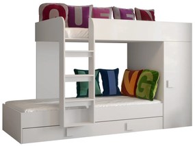 Pat multifuncțional 90 cm Toreno 2 (Alb + alb lucios + mânere alb lucios). 1083316