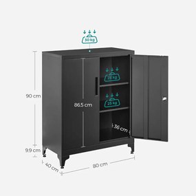 Dulap metalic multifuncțional RAVEN, 40x80x90 cm, negru SongmicsHome