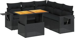 vidaXL Set mobilier de grădină cu perne, 6 piese, negru, poliratan