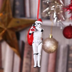 Decoratiune cu agatatoare licenta Star Wars - Stormtrooper Mos Craciun cu Sacul 13 cm