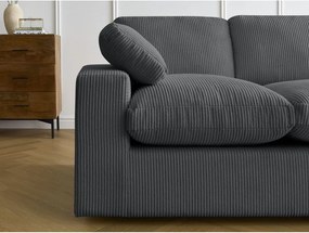 Colțar gri închis cu tapițerie din catifea reiată Belair – Bobochic Paris