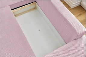 Colțar roz extensibil cu tapițerie din catifea reiată (cu colț variabil) Nihad – Bobochic Paris