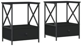 826084 vidaXL Noptiere, 2 buc., negru, 50x41x65 cm, lemn compozit