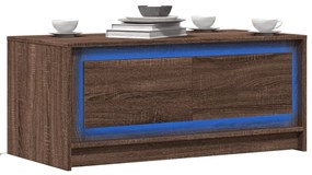 vidaXL Măsuță de cafea cu lumini LED, stejar maro, lemn prelucrat