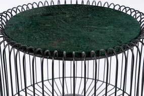 Masuta de cafea rotunda din marmura si fier Malibu 51x51x56,5 cm verde/negru