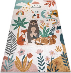 BAMBINO 61410 covor lavabil Animale, stele, nori pentru copii anti-alunecare - cremă / verde