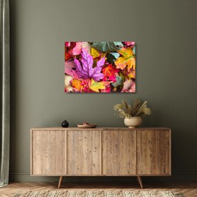 Tablou pe sticlă - frunze de toamnă (70x50 cm)