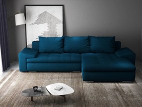 Colțar extensibil dumonde cu ladă de depozitare si sezut confortabil din spuma high-density, Leonardo Enjoy Petrol 260x185 cm II