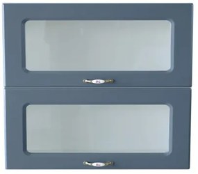Corp superior vitrina 80 cu 2 usi orizontale Zebra MDF albastru