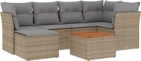 vidaXL Set canapele de grădină, 7 piese, cu perne, bej, poliratan